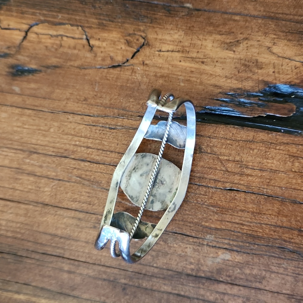 Vintage Sterling & Turquoise Cuff Bracelet - Picture 7 of 11